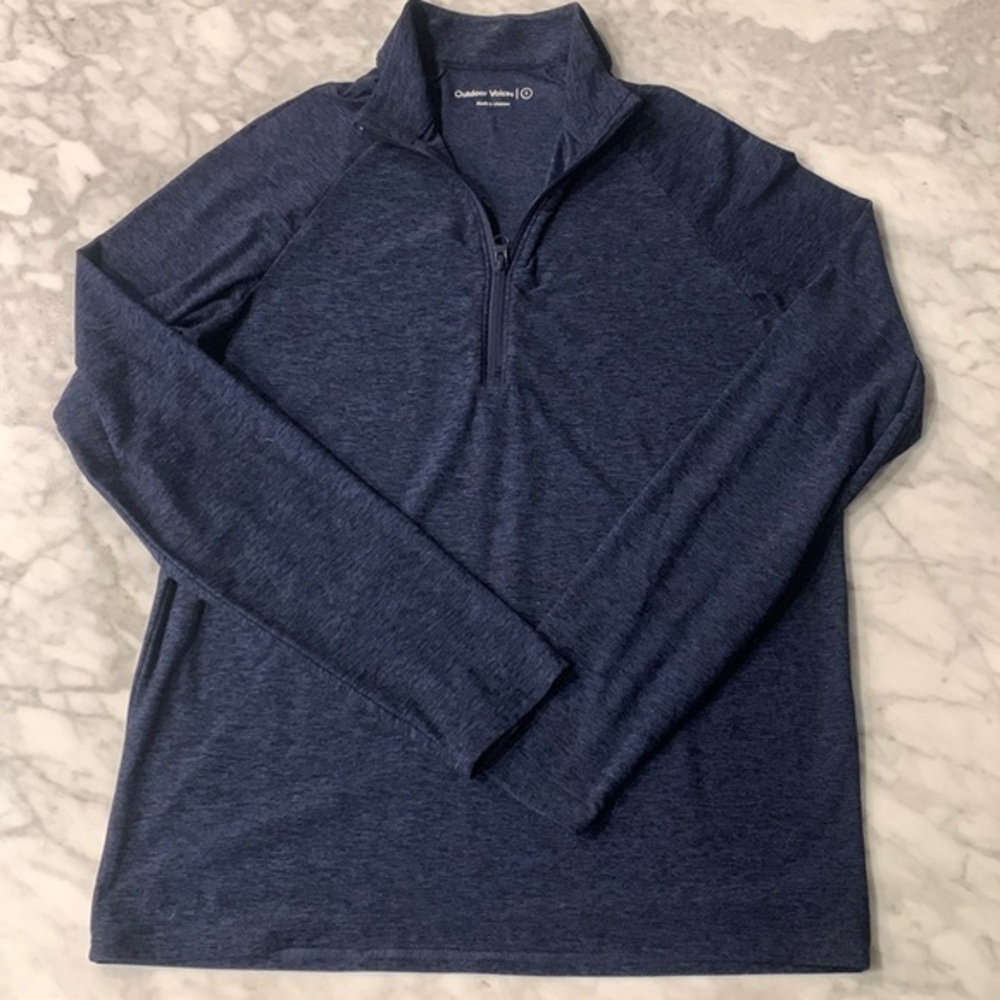 Outdoor voices cloud knit 1/4 zip pullover, navy, size small